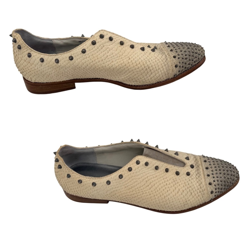 Zadig & Voltaire Cream Studded Slip-On Loafers